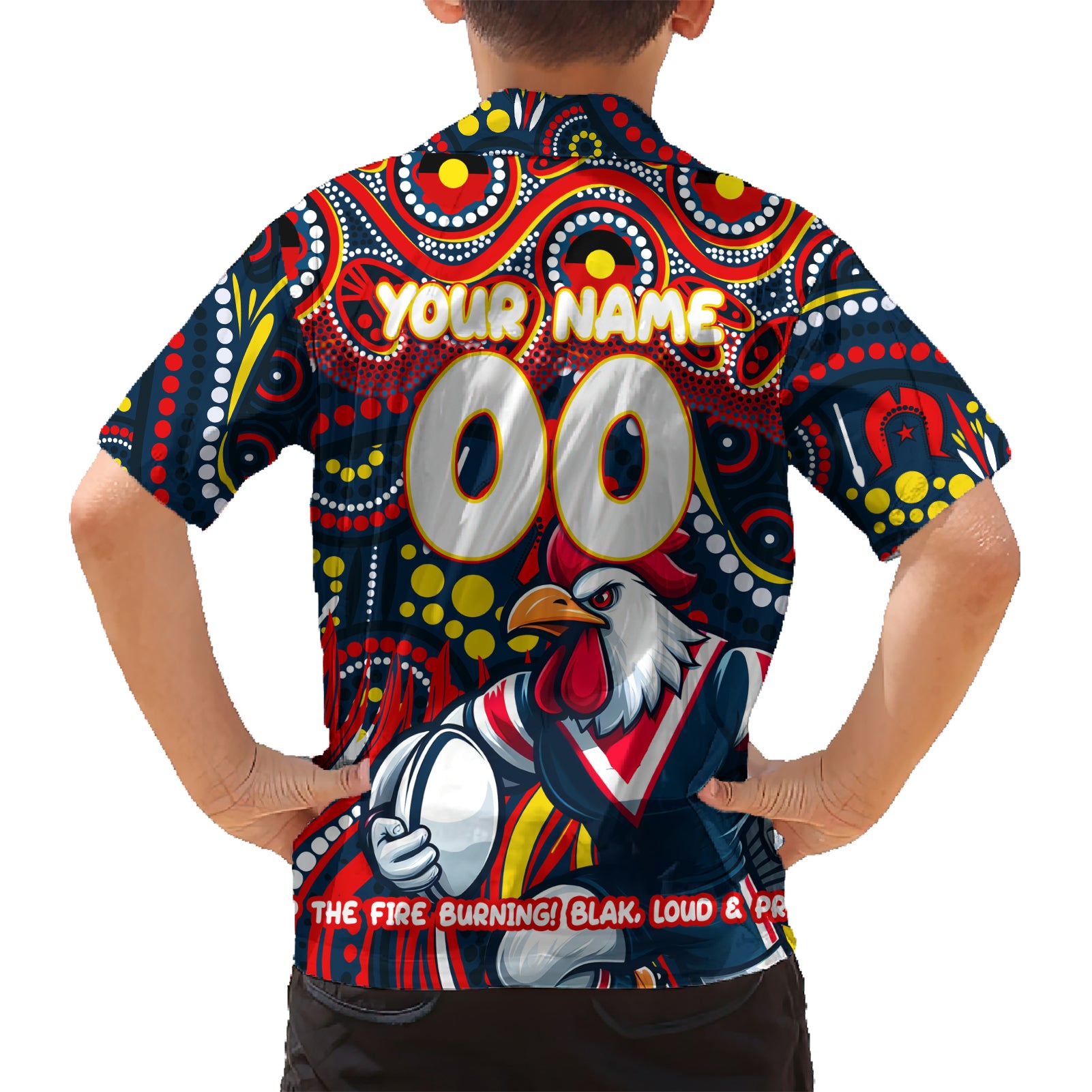 Custom Australia NAIDOC Week 2024 Hawaiian Shirt Sydney Roosters Mascot Keep The Fire Burning