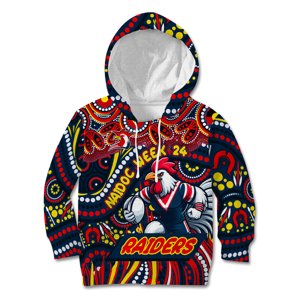 Custom Australia NAIDOC Week 2024 Kid Hoodie Sydney Roosters Mascot Keep The Fire Burning