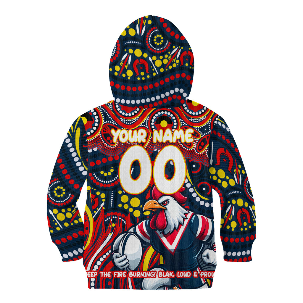 Custom Australia NAIDOC Week 2024 Kid Hoodie Sydney Roosters Mascot Keep The Fire Burning