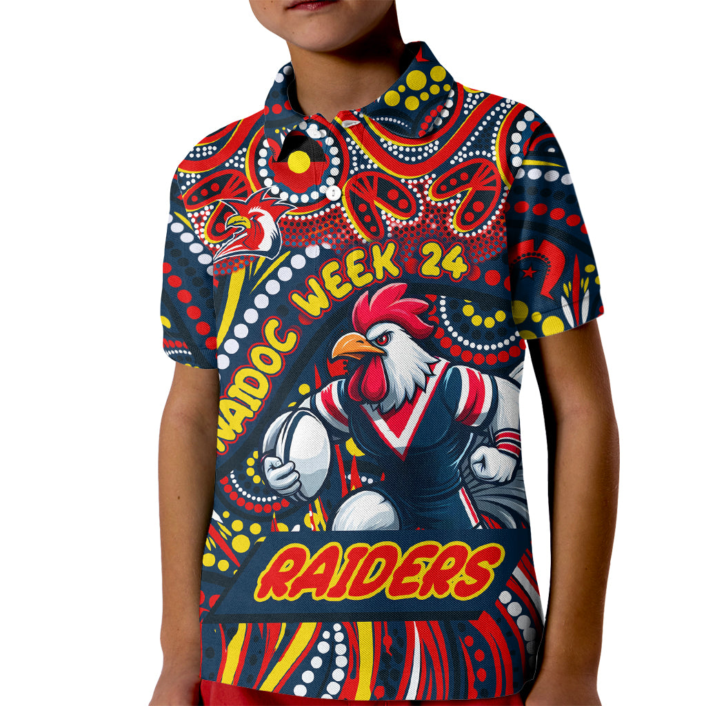Custom Australia NAIDOC Week 2024 Kid Polo Shirt Sydney Roosters Mascot Keep The Fire Burning