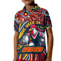 Custom Australia NAIDOC Week 2024 Kid Polo Shirt Sydney Roosters Mascot Keep The Fire Burning