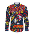 Custom Australia NAIDOC Week 2024 Long Sleeve Button Shirt Sydney Roosters Mascot Keep The Fire Burning