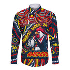 Custom Australia NAIDOC Week 2024 Long Sleeve Button Shirt Sydney Roosters Mascot Keep The Fire Burning