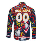 Custom Australia NAIDOC Week 2024 Long Sleeve Button Shirt Sydney Roosters Mascot Keep The Fire Burning