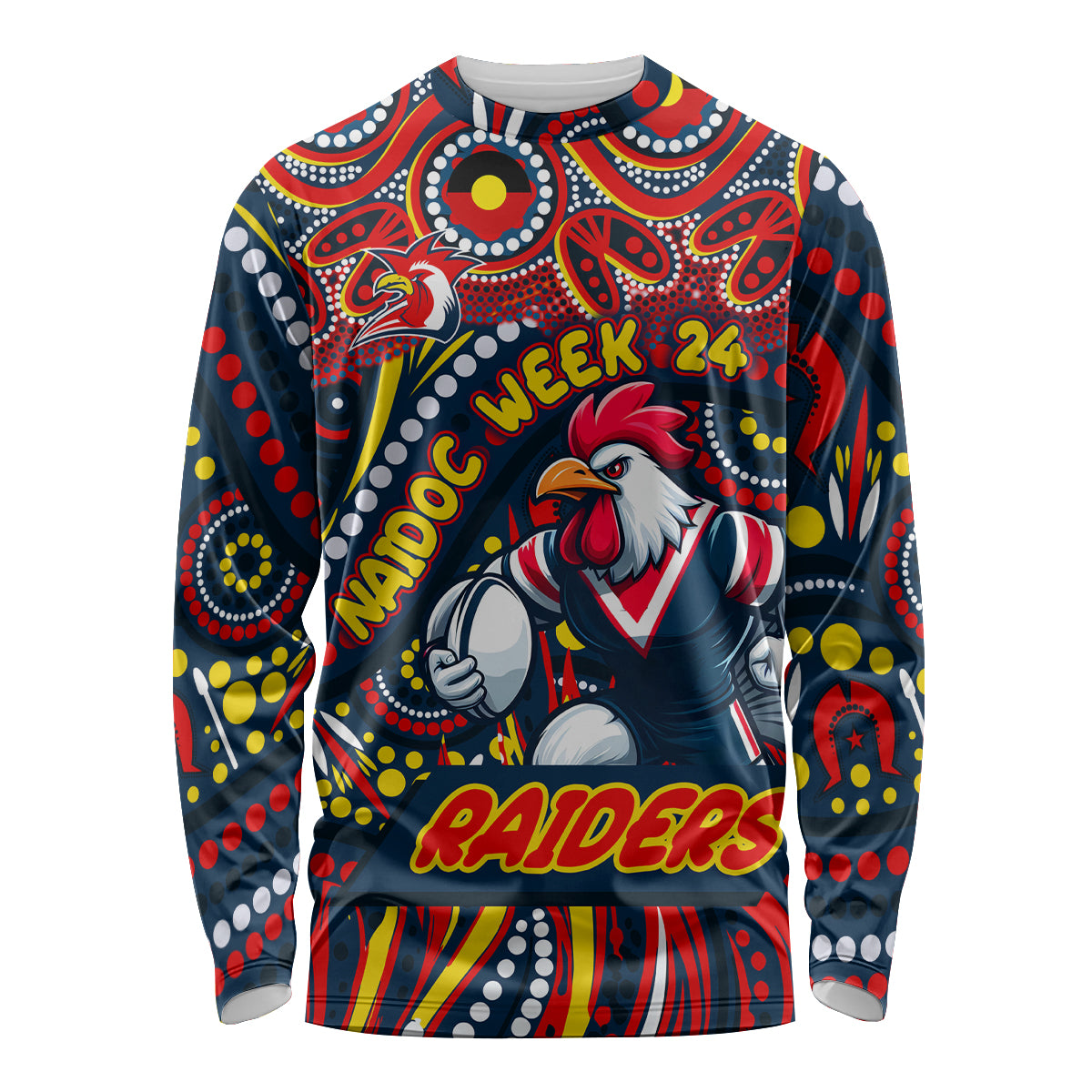 Custom Australia NAIDOC Week 2024 Long Sleeve Shirt Sydney Roosters Mascot Keep The Fire Burning