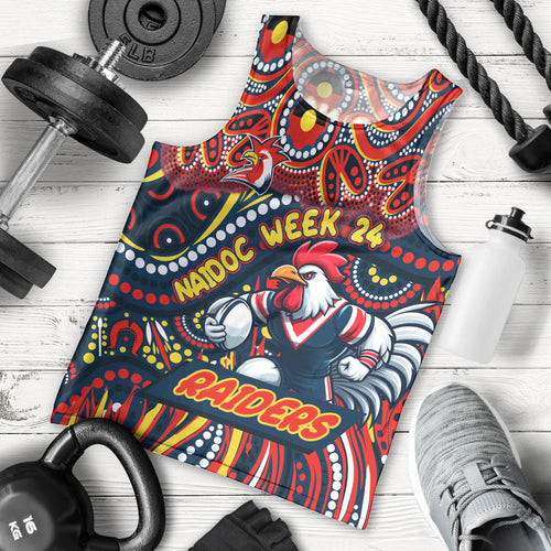 Custom Australia NAIDOC Week 2024 Men Tank Top Sydney Roosters Mascot Keep The Fire Burning
