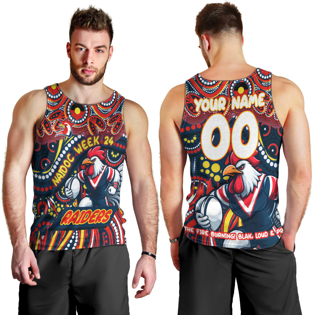 Custom Australia NAIDOC Week 2024 Men Tank Top Sydney Roosters Mascot Keep The Fire Burning