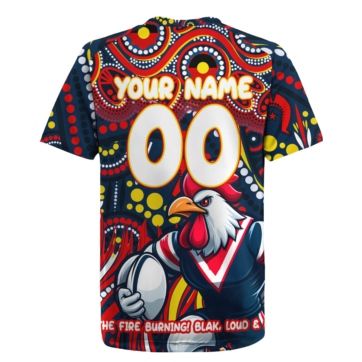 Custom Australia NAIDOC Week 2024 Rugby Jersey Sydney Roosters Mascot Keep The Fire Burning