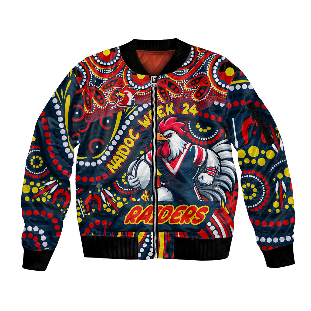 Custom Australia NAIDOC Week 2024 Sleeve Zip Bomber Jacket Sydney Roosters Mascot Keep The Fire Burning