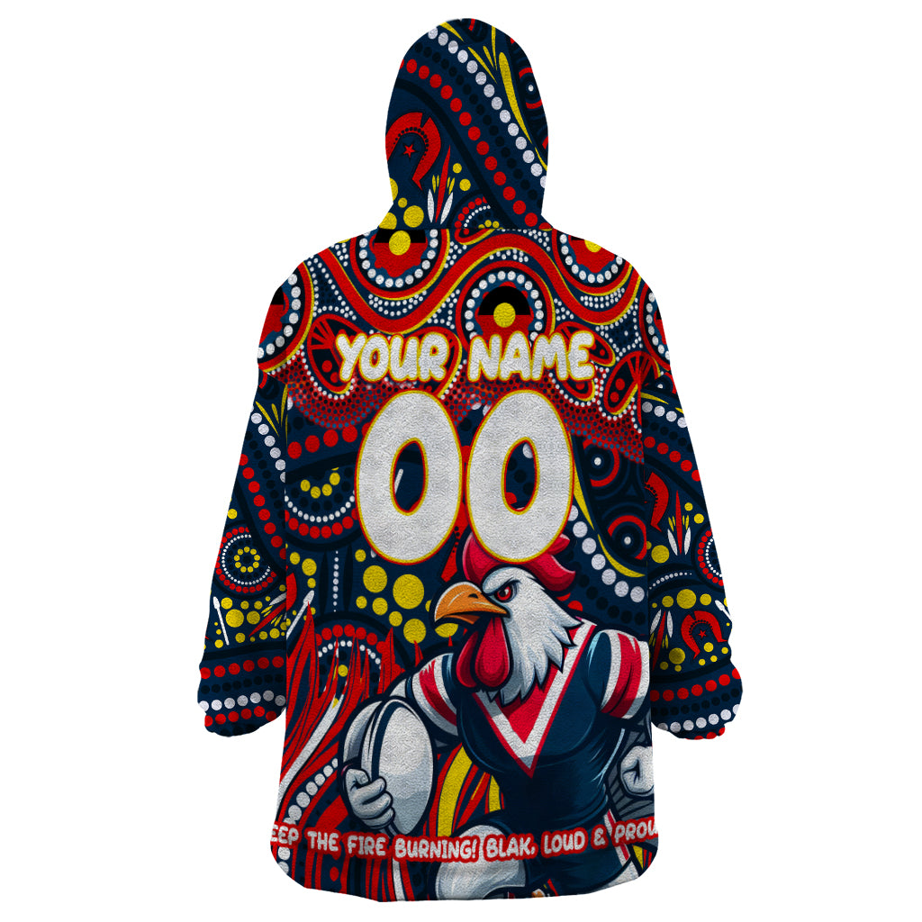 Custom Australia NAIDOC Week 2024 Wearable Blanket Hoodie Sydney Roosters Mascot Keep The Fire Burning