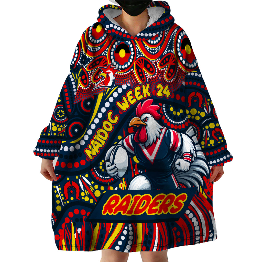Custom Australia NAIDOC Week 2024 Wearable Blanket Hoodie Sydney Roosters Mascot Keep The Fire Burning