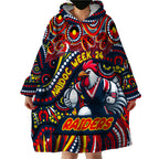 Custom Australia NAIDOC Week 2024 Wearable Blanket Hoodie Sydney Roosters Mascot Keep The Fire Burning