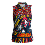 Custom Australia NAIDOC Week 2024 Women Sleeveless Polo Shirt Sydney Roosters Mascot Keep The Fire Burning