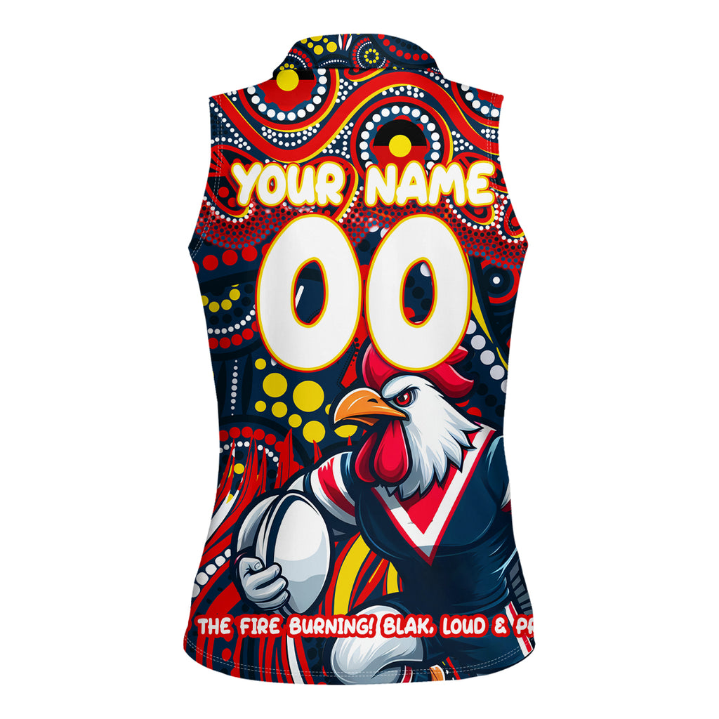 Custom Australia NAIDOC Week 2024 Women Sleeveless Polo Shirt Sydney Roosters Mascot Keep The Fire Burning