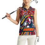 Custom Australia NAIDOC Week 2024 Women Sleeveless Polo Shirt Sydney Roosters Mascot Keep The Fire Burning