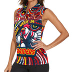 Custom Australia NAIDOC Week 2024 Women Sleeveless Polo Shirt Sydney Roosters Mascot Keep The Fire Burning