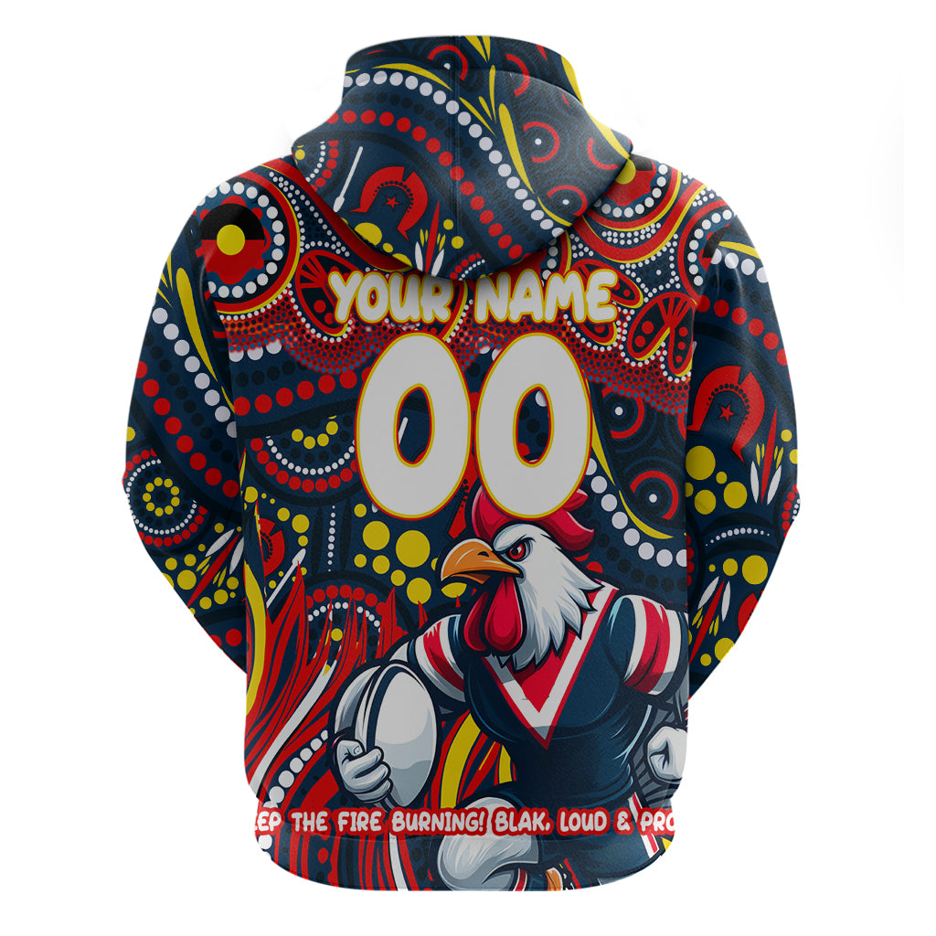 Custom Australia NAIDOC Week 2024 Zip Hoodie Sydney Roosters Mascot Keep The Fire Burning