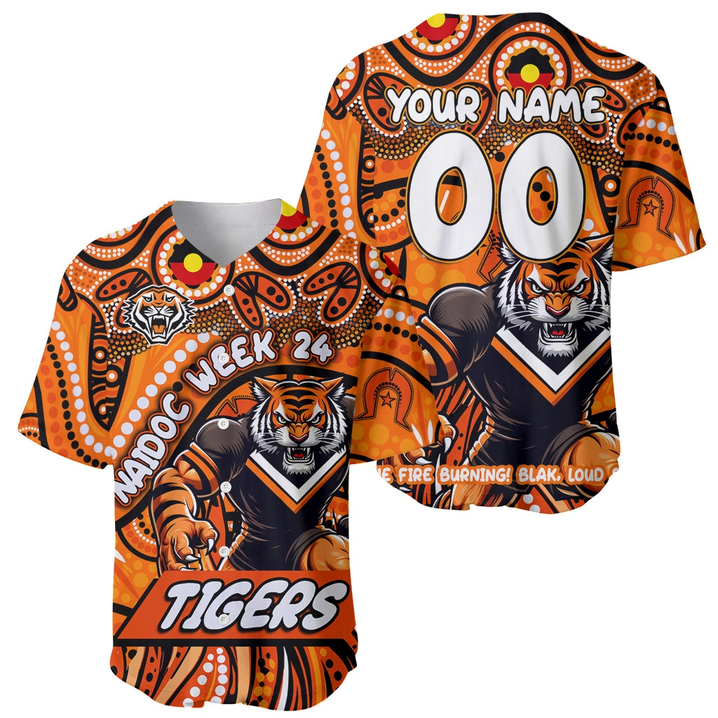 Custom Australia NAIDOC Week 2024 Baseball Jersey Wests Tigers Mascot Keep The Fire Burning