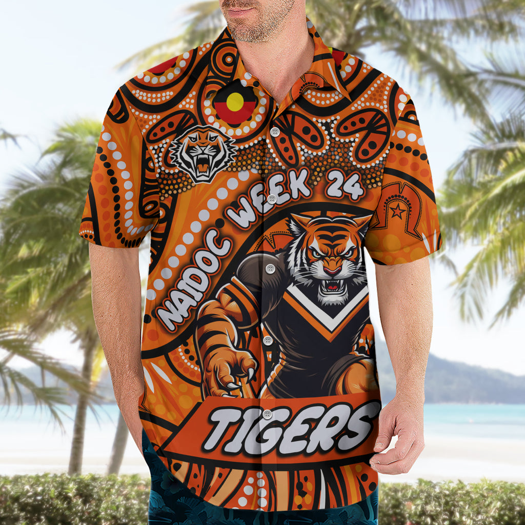 Custom Australia NAIDOC Week 2024 Hawaiian Shirt Wests Tigers Mascot Keep The Fire Burning