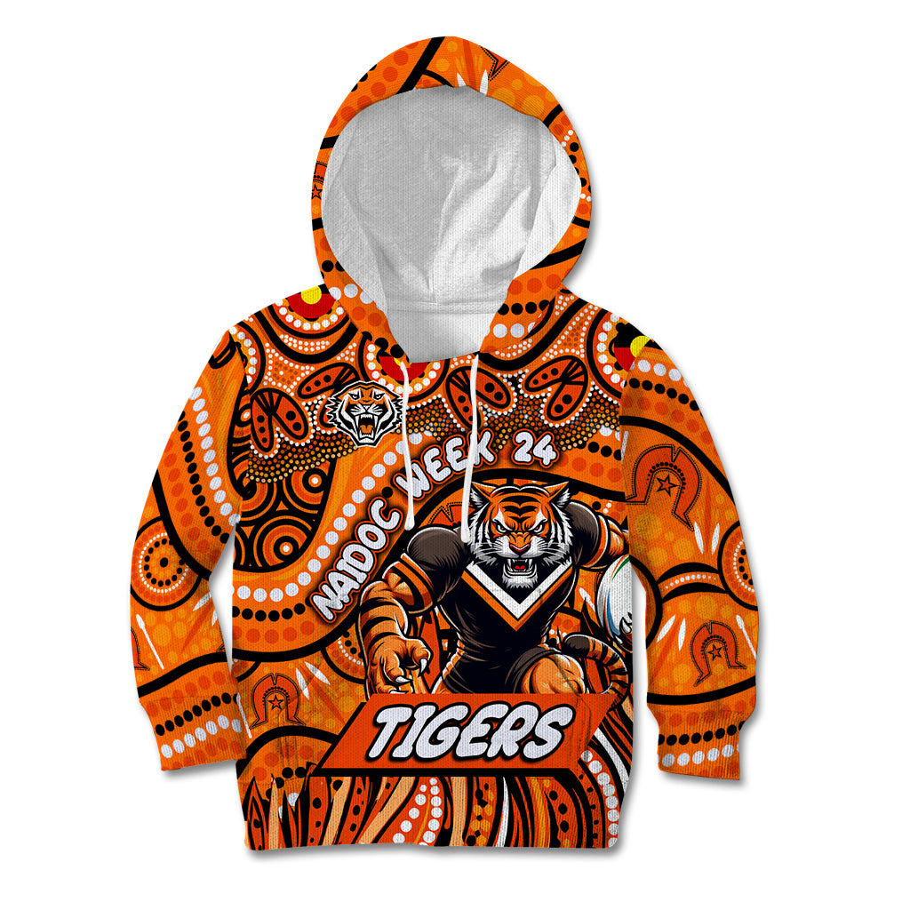 Custom Australia NAIDOC Week 2024 Kid Hoodie Wests Tigers Mascot Keep The Fire Burning