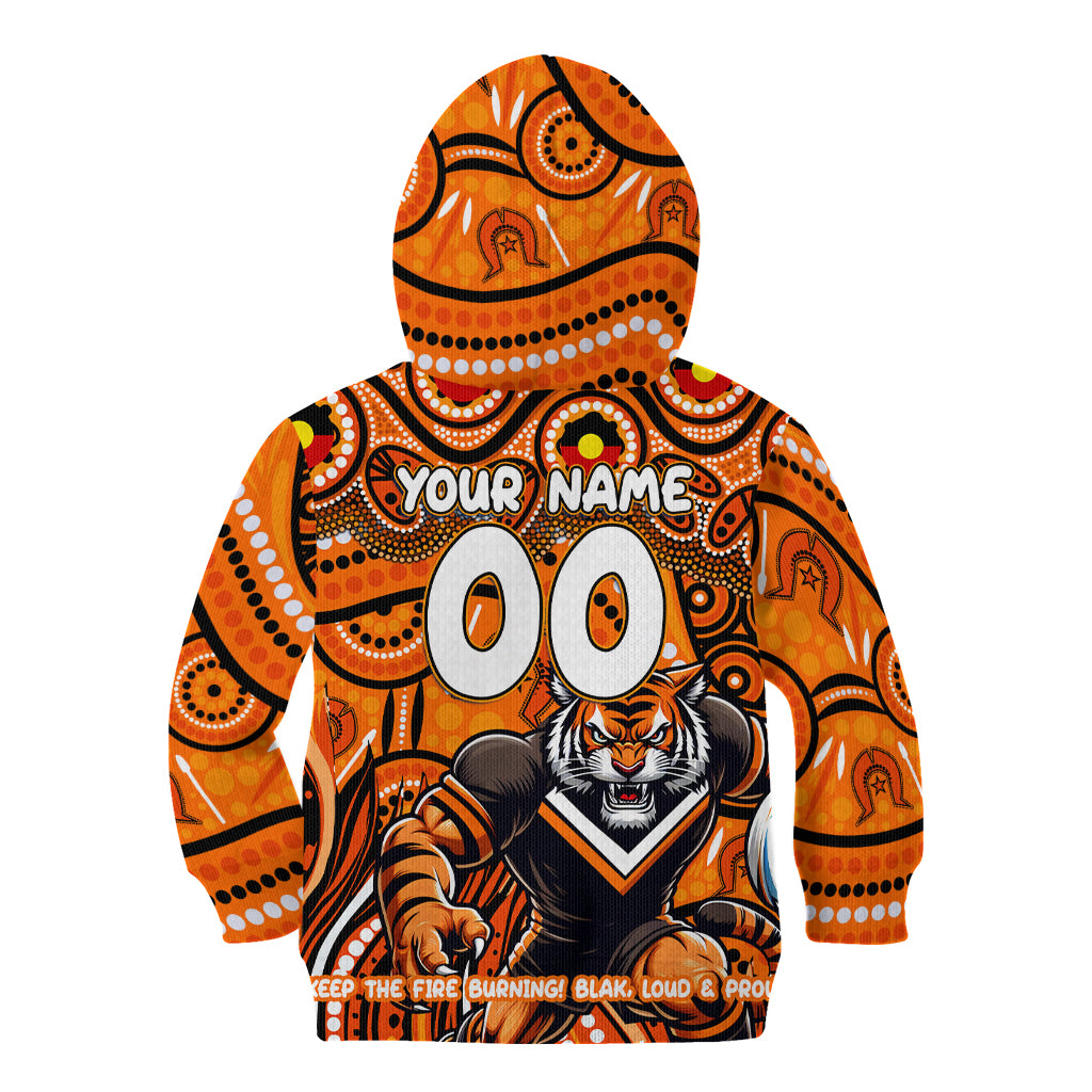 Custom Australia NAIDOC Week 2024 Kid Hoodie Wests Tigers Mascot Keep The Fire Burning