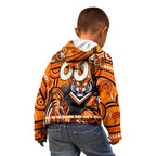 Custom Australia NAIDOC Week 2024 Kid Hoodie Wests Tigers Mascot Keep The Fire Burning