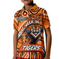 Custom Australia NAIDOC Week 2024 Kid Polo Shirt Wests Tigers Mascot Keep The Fire Burning
