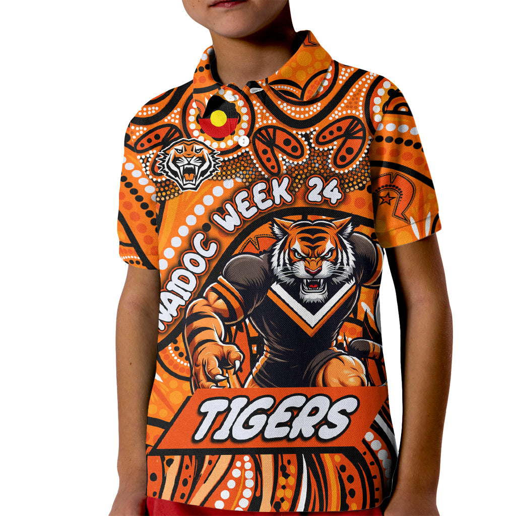 Custom Australia NAIDOC Week 2024 Kid Polo Shirt Wests Tigers Mascot Keep The Fire Burning