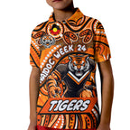 Custom Australia NAIDOC Week 2024 Kid Polo Shirt Wests Tigers Mascot Keep The Fire Burning