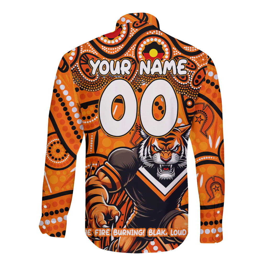 Custom Australia NAIDOC Week 2024 Long Sleeve Button Shirt Wests Tigers Mascot Keep The Fire Burning