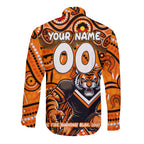 Custom Australia NAIDOC Week 2024 Long Sleeve Button Shirt Wests Tigers Mascot Keep The Fire Burning
