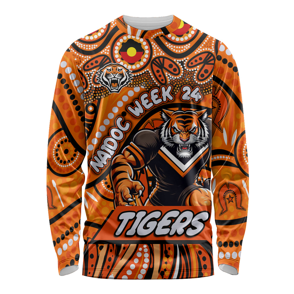 Custom Australia NAIDOC Week 2024 Long Sleeve Shirt Wests Tigers Mascot Keep The Fire Burning
