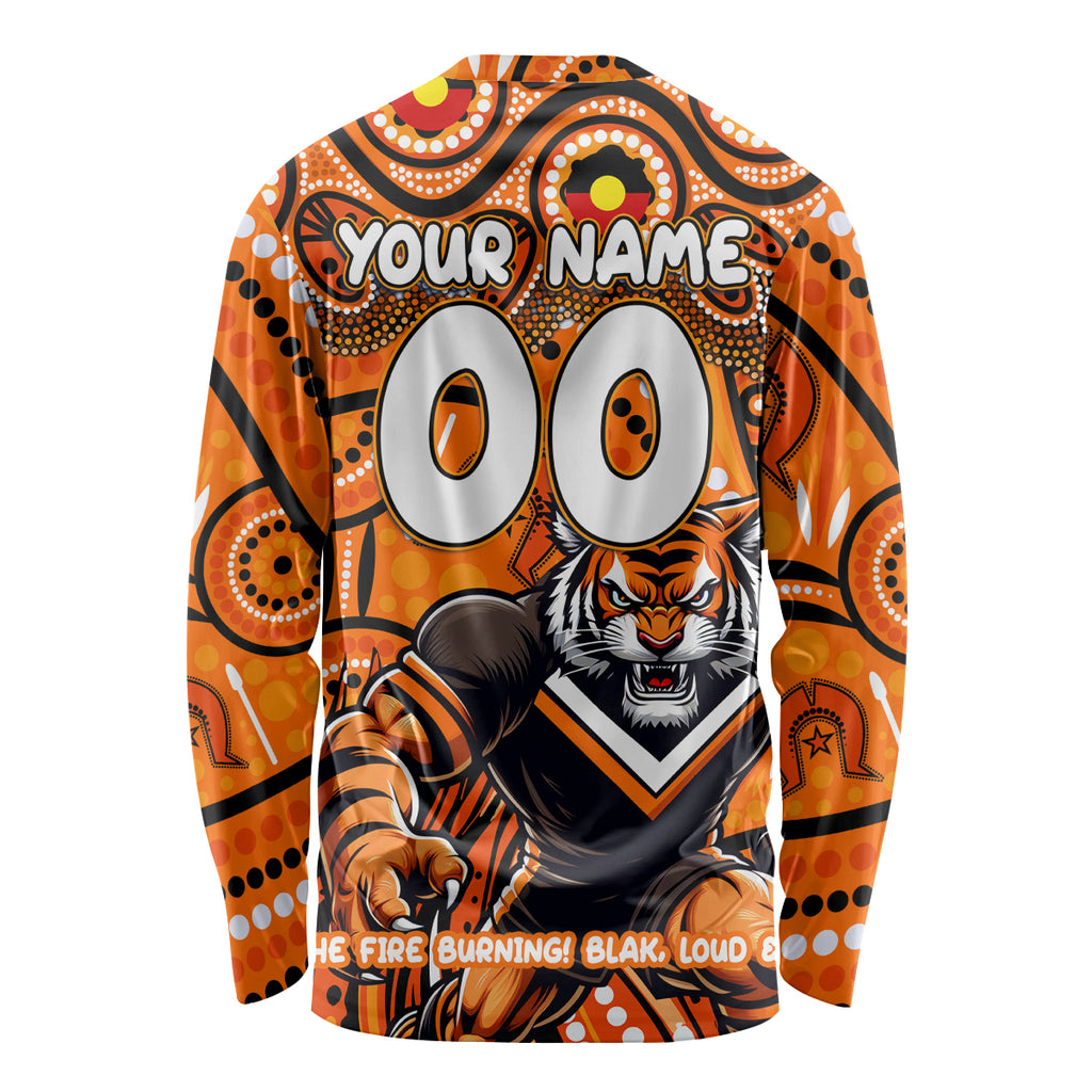 Custom Australia NAIDOC Week 2024 Long Sleeve Shirt Wests Tigers Mascot Keep The Fire Burning