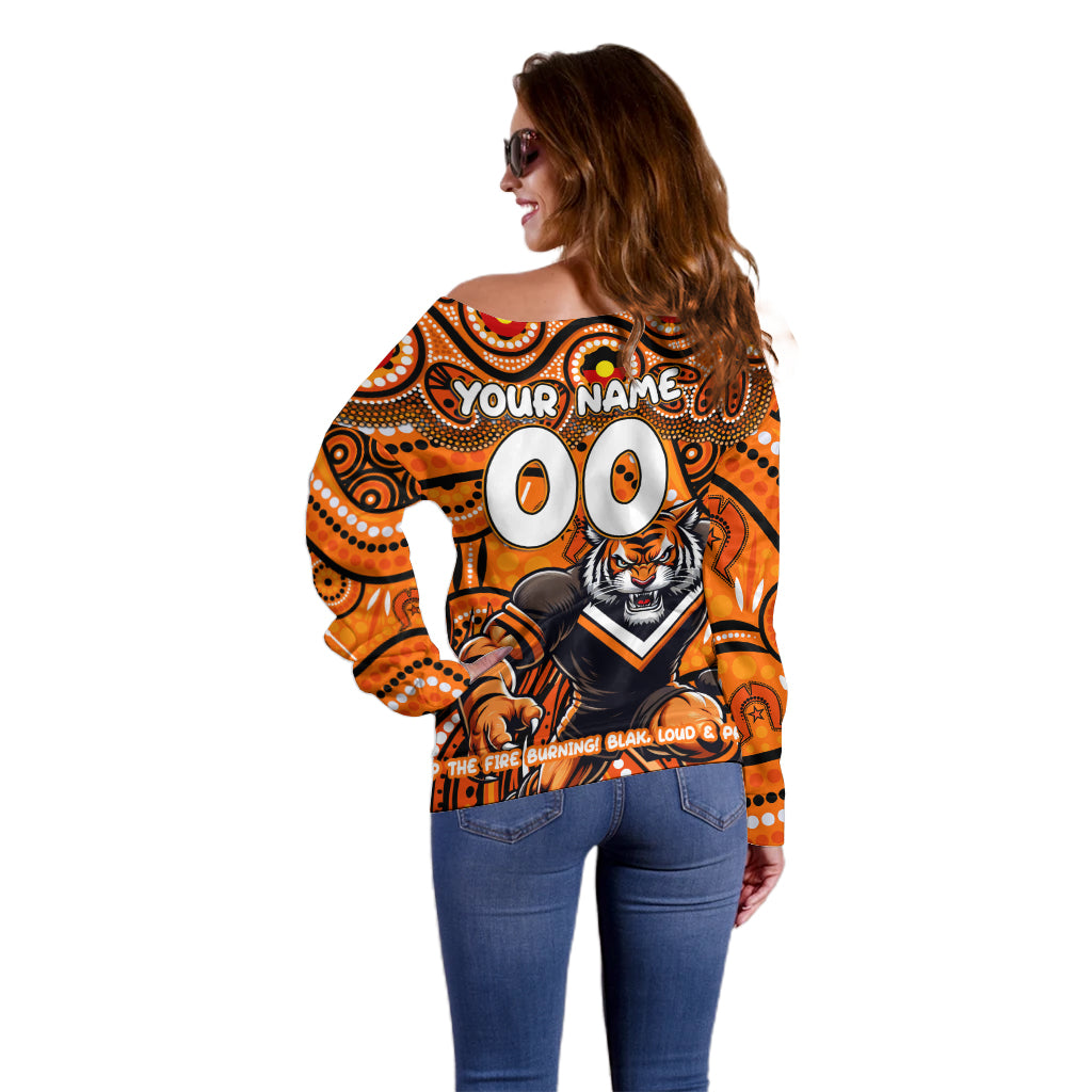 Custom Australia NAIDOC Week 2024 Off Shoulder Sweater Wests Tigers Mascot Keep The Fire Burning