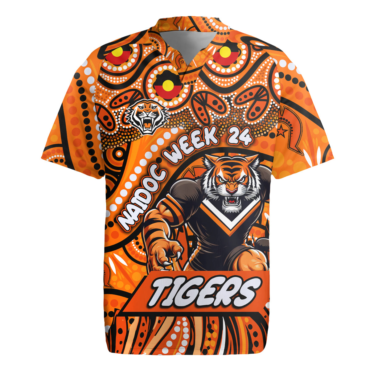 Custom Australia NAIDOC Week 2024 Rugby Jersey Wests Tigers Mascot Keep The Fire Burning