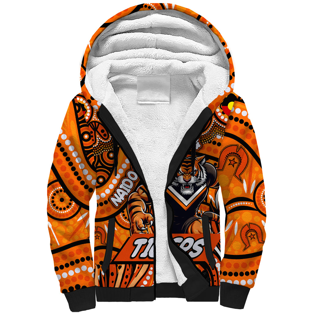 Custom Australia NAIDOC Week 2024 Sherpa Hoodie Wests Tigers Mascot Keep The Fire Burning