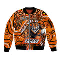 Custom Australia NAIDOC Week 2024 Sleeve Zip Bomber Jacket Wests Tigers Mascot Keep The Fire Burning