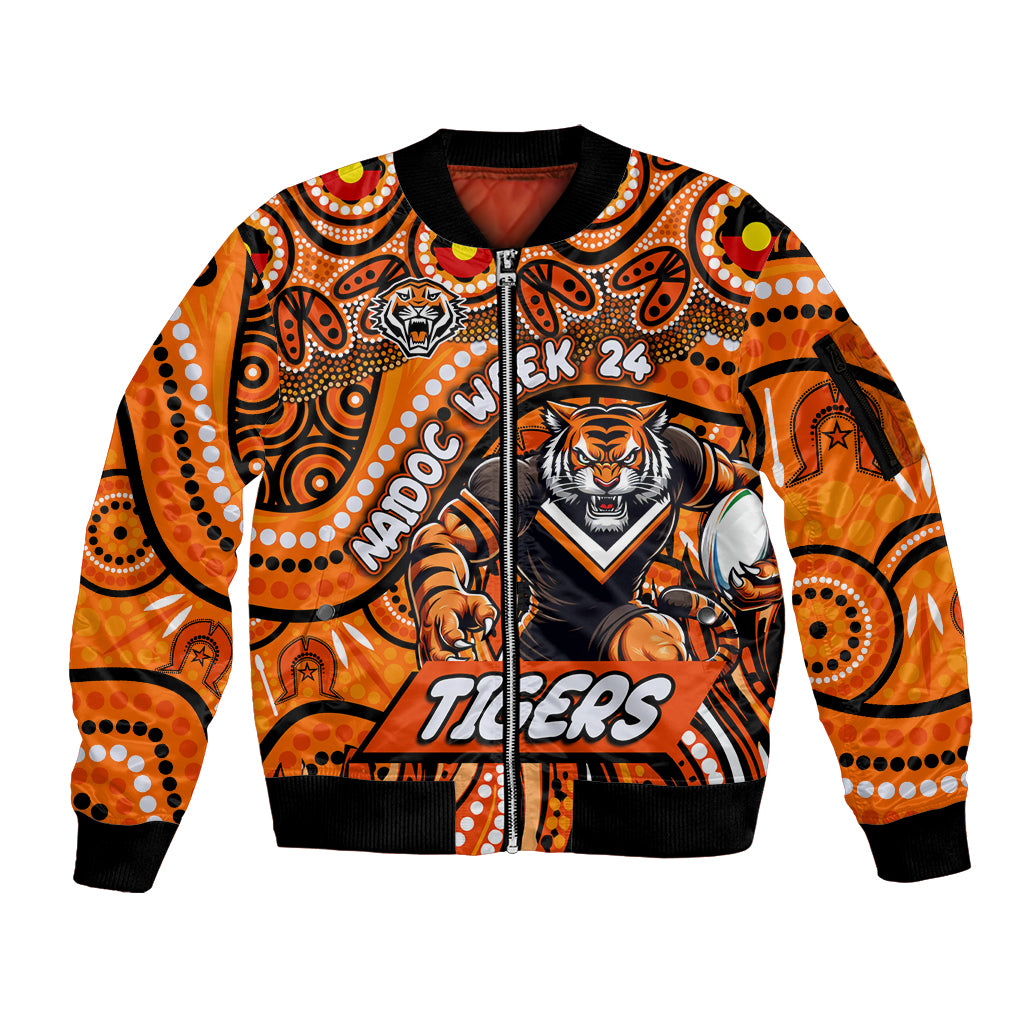 Custom Australia NAIDOC Week 2024 Sleeve Zip Bomber Jacket Wests Tigers Mascot Keep The Fire Burning