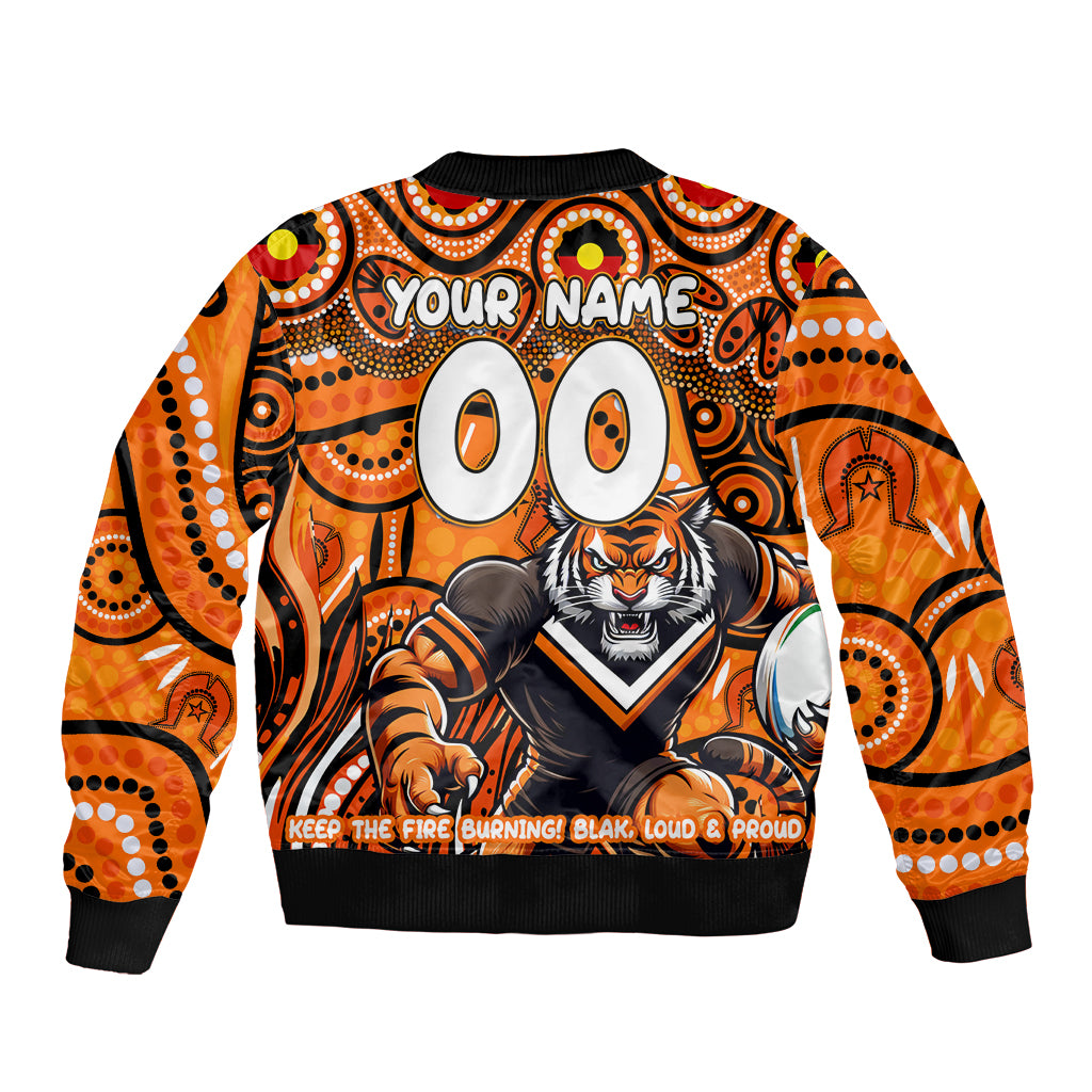 Custom Australia NAIDOC Week 2024 Sleeve Zip Bomber Jacket Wests Tigers Mascot Keep The Fire Burning