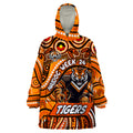 Custom Australia NAIDOC Week 2024 Wearable Blanket Hoodie Wests Tigers Mascot Keep The Fire Burning