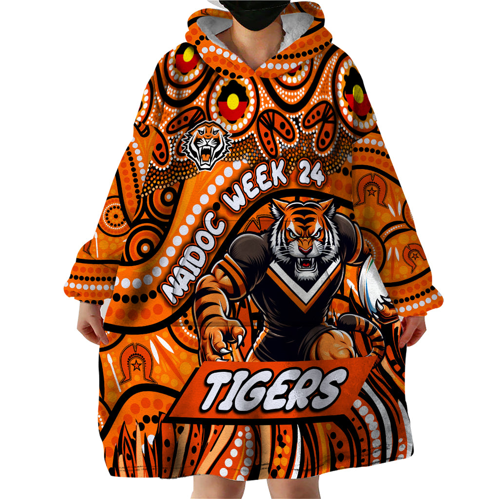 Custom Australia NAIDOC Week 2024 Wearable Blanket Hoodie Wests Tigers Mascot Keep The Fire Burning