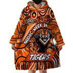 Custom Australia NAIDOC Week 2024 Wearable Blanket Hoodie Wests Tigers Mascot Keep The Fire Burning
