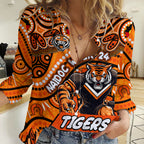 Custom Australia NAIDOC Week 2024 Women Casual Shirt Wests Tigers Mascot Keep The Fire Burning