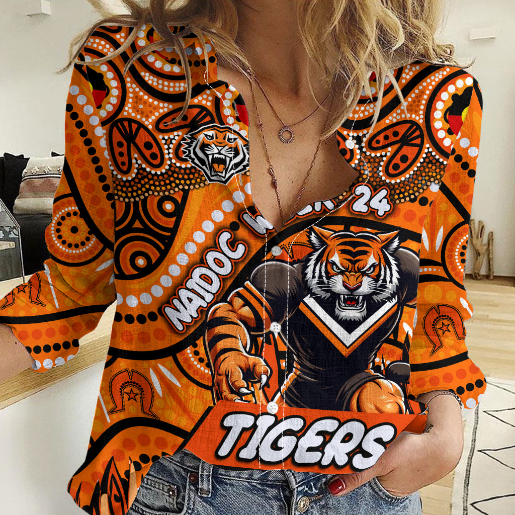 Custom Australia NAIDOC Week 2024 Women Casual Shirt Wests Tigers Mascot Keep The Fire Burning