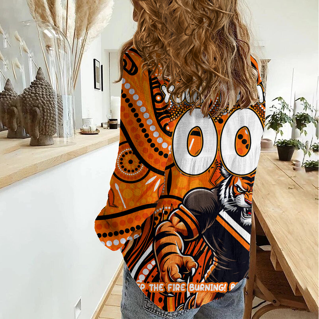 Custom Australia NAIDOC Week 2024 Women Casual Shirt Wests Tigers Mascot Keep The Fire Burning