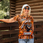 Custom Australia NAIDOC Week 2024 Women Polo Shirt Wests Tigers Mascot Keep The Fire Burning