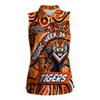 Custom Australia NAIDOC Week 2024 Women Sleeveless Polo Shirt Wests Tigers Mascot Keep The Fire Burning