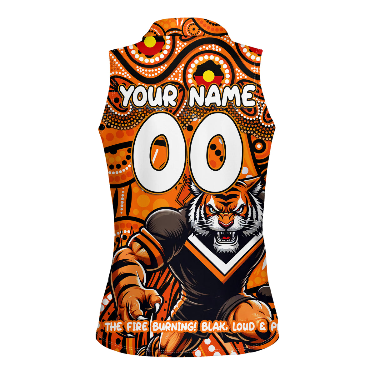 Custom Australia NAIDOC Week 2024 Women Sleeveless Polo Shirt Wests Tigers Mascot Keep The Fire Burning