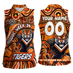 Custom Australia NAIDOC Week 2024 Women Sleeveless Polo Shirt Wests Tigers Mascot Keep The Fire Burning