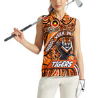 Custom Australia NAIDOC Week 2024 Women Sleeveless Polo Shirt Wests Tigers Mascot Keep The Fire Burning